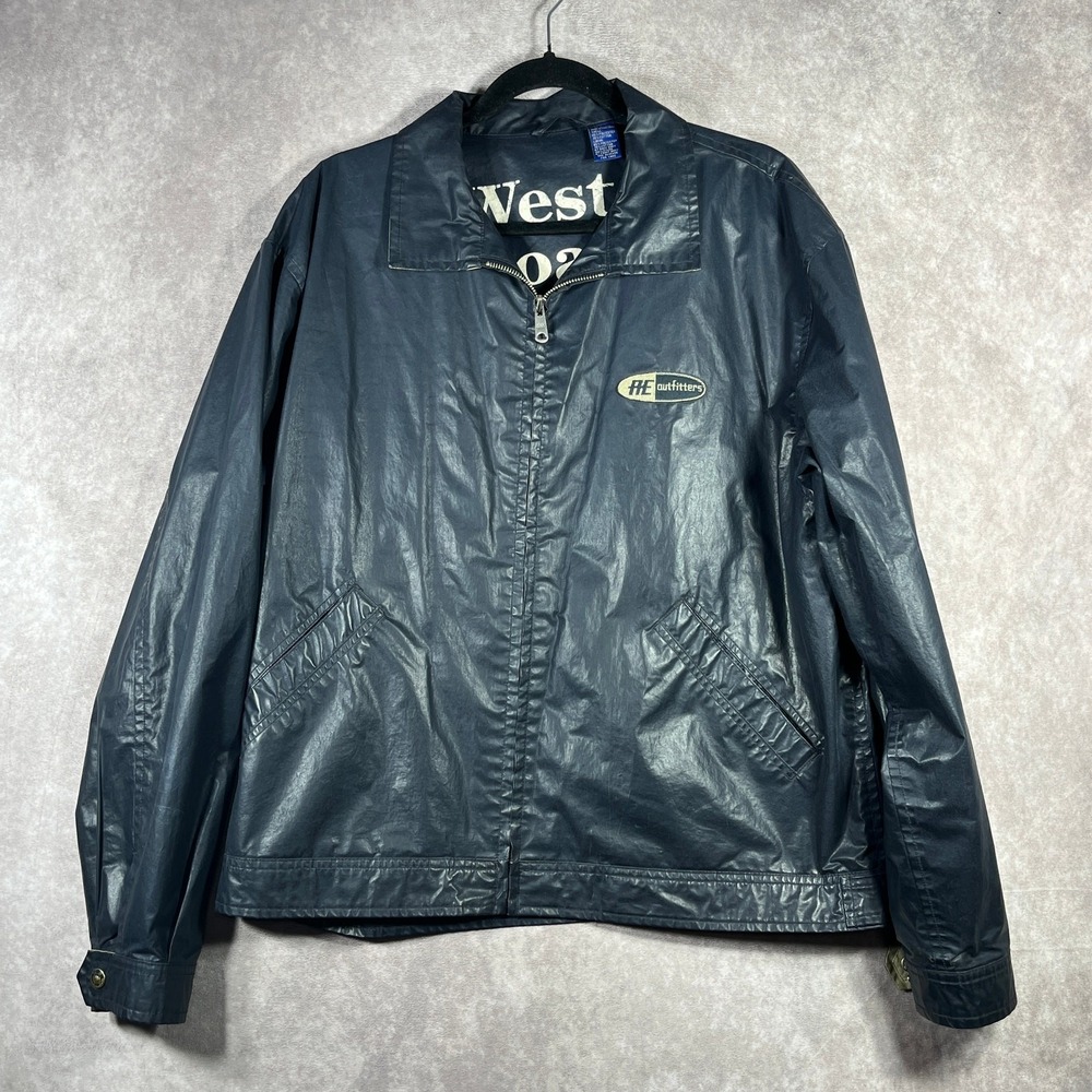 Vintage American Eagle Rain Jacket Mens L Blue Waterproof Full‎ Zip Outdoor Y2K